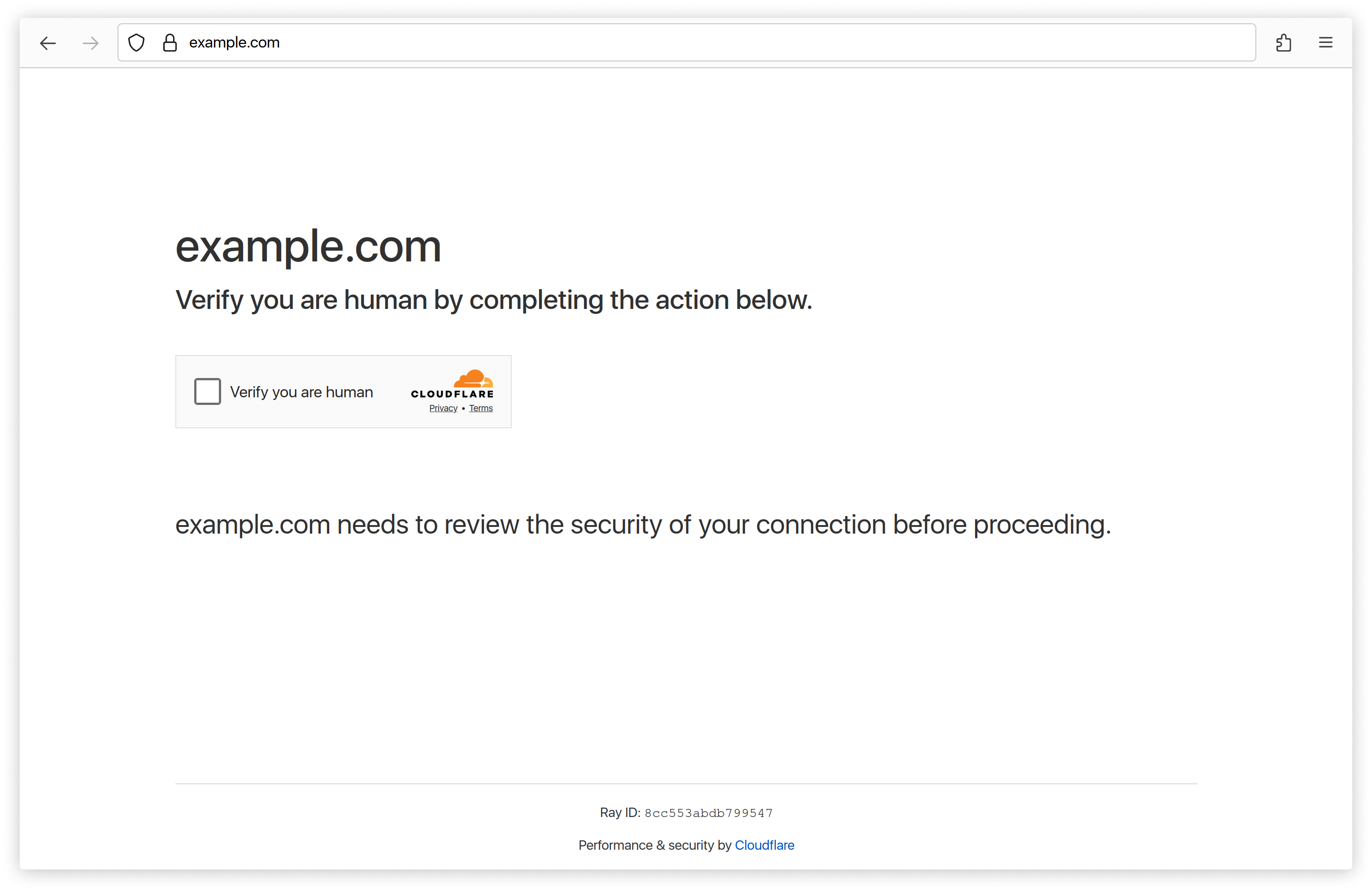 A screenshot of Cloudflare-enabled website presenting a human verification screen