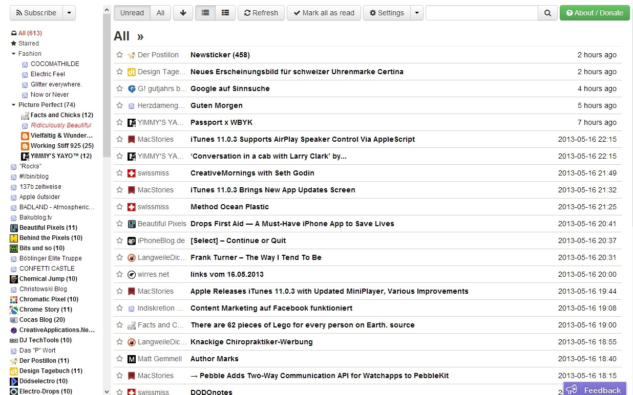 Image of the CommaFeed application