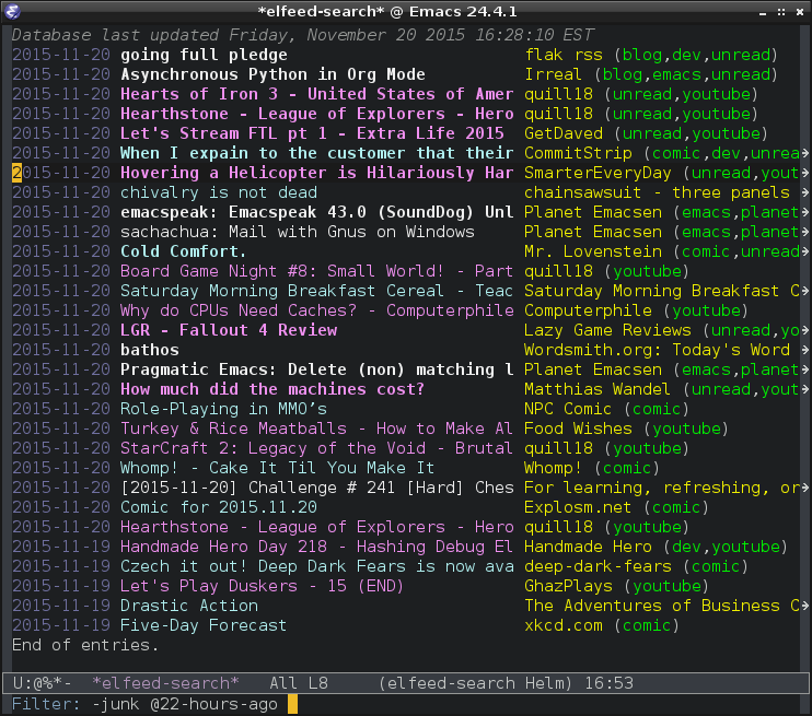 Image of the Emacs Elfeed application
