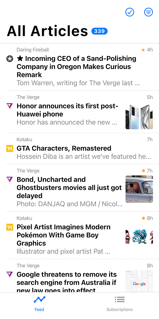 Image of the Fluent Reader Lite application
