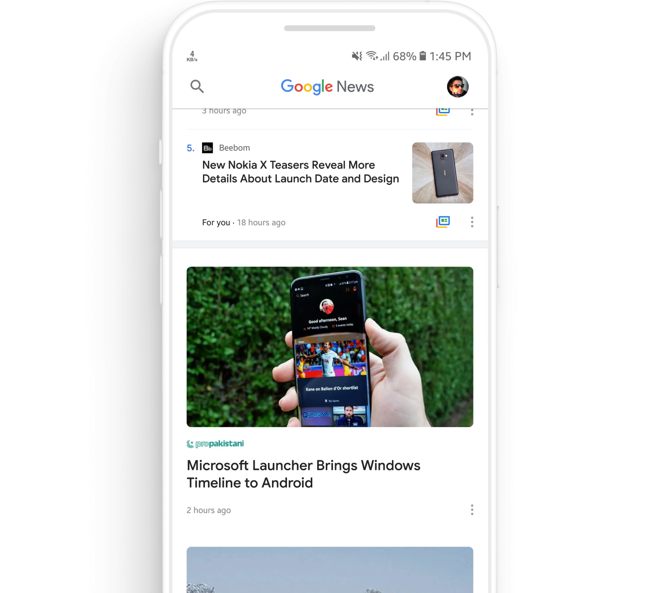 A screenshot of Google News dashboard