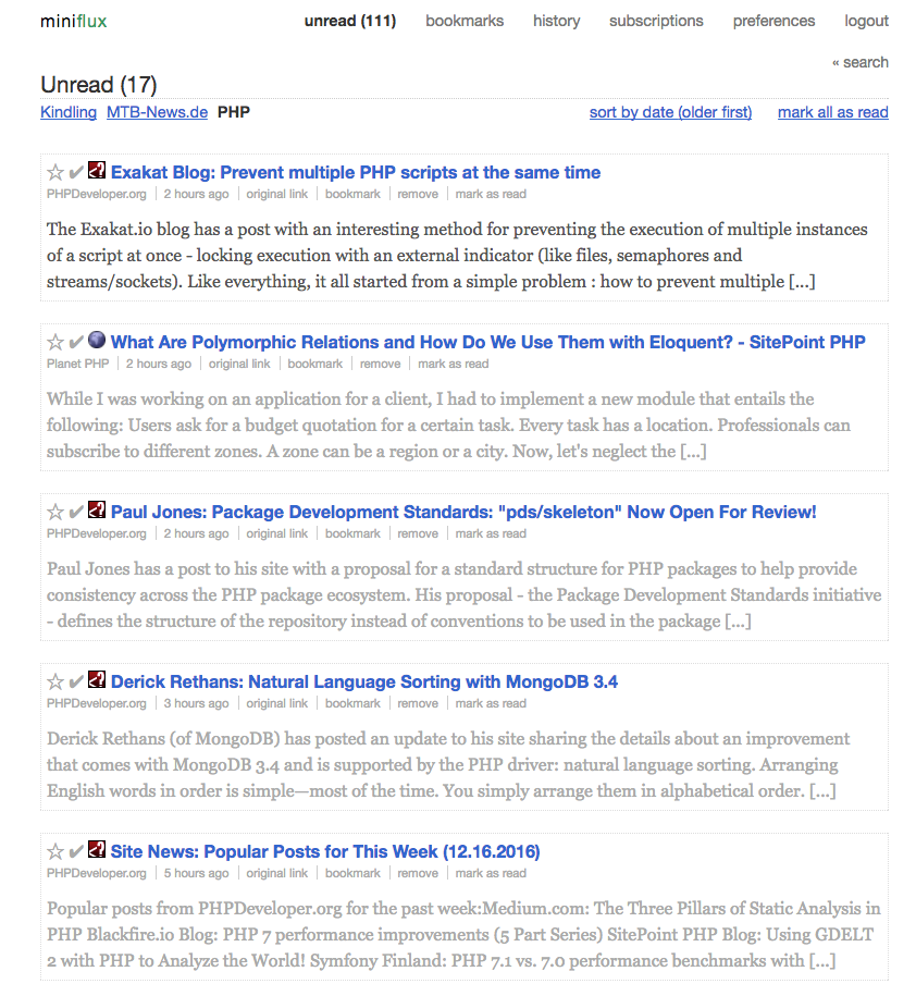 Image of the miniflux application