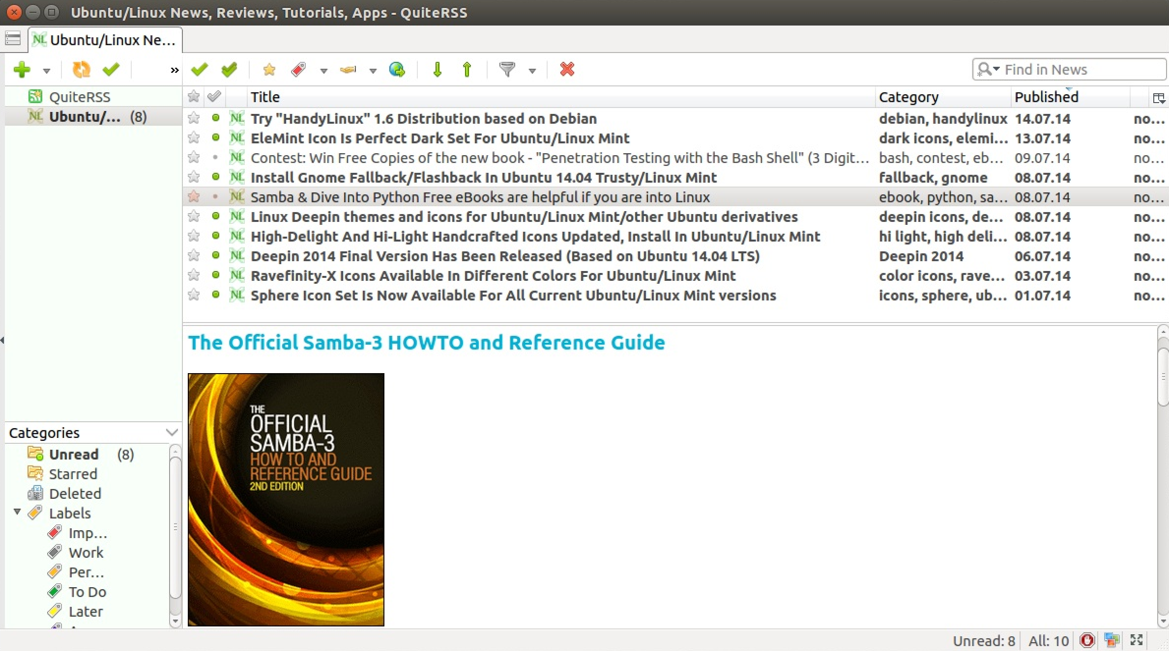 Image of the QuiteRSS application