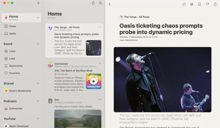 Image of the Reeder application