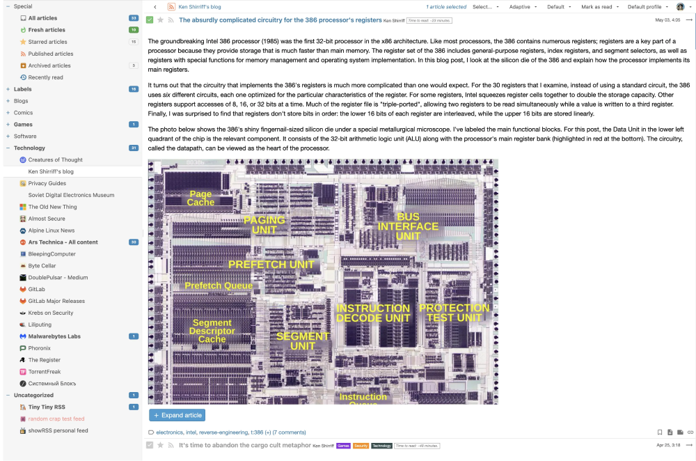 Image of the Tiny Tiny RSS application