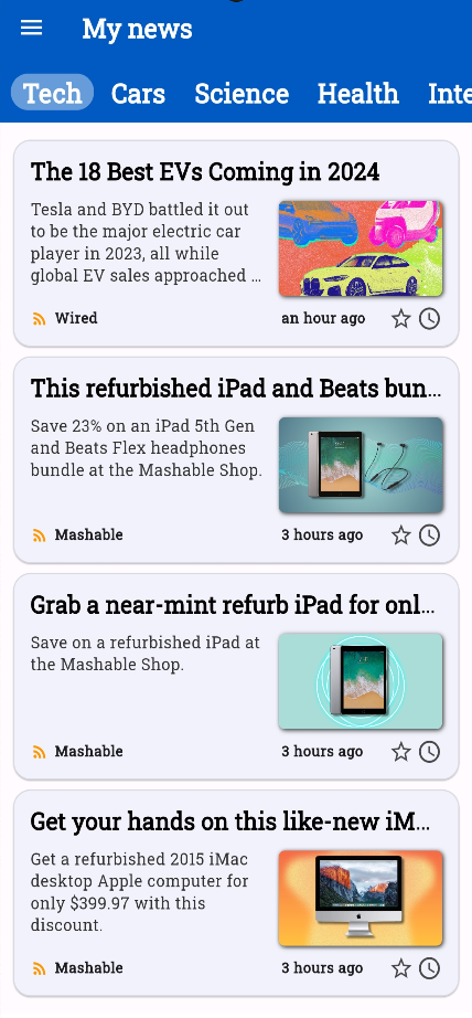 Image of the Your News application